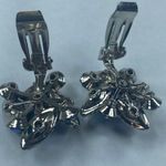 Shades of Blue Vintage Earrings Clipon Aurora Borealis Marquise Round Rhinestone Photo 7