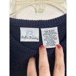 Vtg Y2K Bobbie Brooks Navy White Striped Short Sleeve Boxy Sweater Small Blue Photo 2