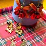 Vintage Christmas earrings bundle bells snowman snowflake retro 80s 90s gifts Red Photo 0