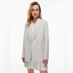 Wilfred Aritzia Margaux Blazer in Heather Cloud White Size 8 Photo 3