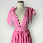 Alamour The Label Cellina Pink Maxi Dress Small Deep V Bow Strap Tiered‎ Photo 3