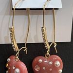 Betsey Johnson Pink Marble Hearts Rhinestones & Mini-Pearls French Hook Photo 0