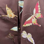 Connie Roberson | Small | Silk Jacquard Butterfly 3/4 Sleeve Button Down Kimono Brown Photo 6
