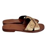 CELINE  Gold ‘Larins’ Criss Cross Python Embossed Leather Sandals, Size 38 Photo 1