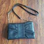 Furla  Black Leather Bow Gold Accent L Chic Edgy Feminine Clutch Crossbody Bag Photo 4