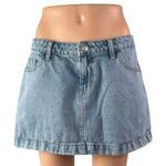 Princess Polly  Women's Blue Mid Rise Y2K A Line Mini Denim Jean Skirt Size 8 Photo 0