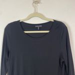 Eileen Fisher Black Long Sleeve Silk Tunic Top Shirt Women Size M Minimal Basic Photo 1