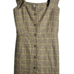Plaid Dress with Buttons and Bow Strap by Sorry, Too Much Love Brown Photo 0