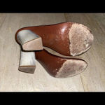 Tory Burch  Beige Brown Gemini Link‎ Peep Open Toe Slingback Suede Bootie Size 7 Photo 5