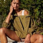 Free People Stash It Sweat Pullover Sweatshirt Oversized Baggy Green Pocket Cozy Photo 0