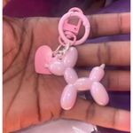 NEW Pink Balloon Dog Keychain Heart Charm Keyring Cute Y2K Photo 2