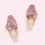 Steve Madden Isla Blush Pink Satin Bow Mules Slides Photo 0