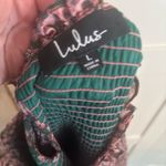 Lulus Lulu’s floral forever green and pink smocked skater dress long sleeve size large Photo 3