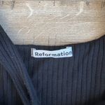 Reformation  Hosby Tie Front Ribbed Knit Black Dress Size L Photo 4