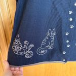 Christopher & Banks Navy Blue Cat Embellished Cardigan Sweater Women Size L Photo 2