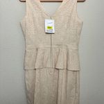 Badgley Mischka NWT Belle Cream Blush Floral Brocade Peplum Sheath Dress 10 Photo 5