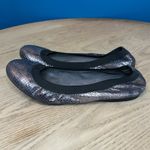 Stuart Weitzman  Embossed Leather Snakeskin Ballet Flats Metallic Silver Size 8.5 Photo 3