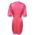 Halogen  Satin Midi Dress V-neckline Puff Sleeve Zip Closure Pink Women's S NWOT Photo 4