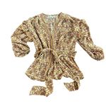 Max Studio  Yellow Floral Blouse with tie belt Photo 0