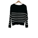 7 Runway Button Down Stripe Oversized Sweater Size Medium Black Cream Photo 1