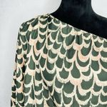 Tbags Los Angeles T-Bags Los Angeles One-Shoulder Top Size S Green Pink Scallop Pattern Smocked Photo 1