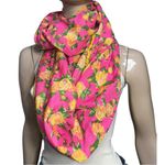 Betsey Johnson  NWT Pink Yellow Garden Rose Print Large Loop Infinity Scarf Photo 2