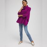 Chico's Cashmere Blend Elegant Purple Cowl Neck Fringe Poncho Sweater Size L/XL Photo 1