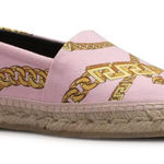 Versace New  Pink & Gold Chain Graphic-Print Canvas Slip-On Espadrilles Photo 0