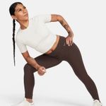 Nike Zenvy Rib Women's Short-Sleeve Cropped Top XS Light Orewood Brown/White Photo 1