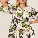 Maje  Rafleur Green Floral Puff Sleeve 70s Mini Dress Size L Photo 5