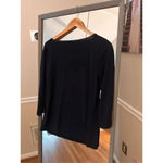 Ann Taylor  Faux Leather Trim Shirt Size Medium‎ Blue/Black Photo 5