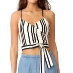 Alice + Olivia  Shirt Women 4 Black White Rayna‎ Variegated Stripe Cropped Top Photo 0