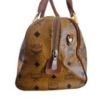 MCM Monogram Canvas Leather Trim Boston Speedy Bag Brown Gold Vintage Luxury Photo 2