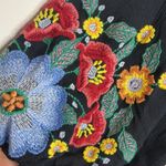 Free People  Boho Black Floral Embroidered Long Balloon Sleeve Mini Dress Photo 6