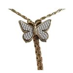 Vintage Dangling Butterfly Pendant Necklace Set Bracelet Hoop Earrings Gold Photo 1