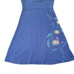 Horny Toad Blue Floral Print V Neck 3/4 Sleeve A Line Midi Dress Women Small Photo 4