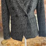 White House | Black Market WHBM Studio Trophy Plaid Black Grey Tweed Knit Double Breasted Blazer 4 Photo 5