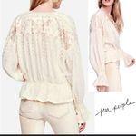 Free People  counting stars gold peasant blouse boho size large‎ Photo 1