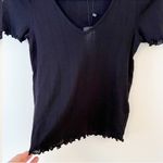 VERO MODA Black Knit Lightweight Ruffle Hem Short Sleeve Top Size Small NEW Photo 3