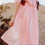Pink Dessert  Pink Shiny Satin Bow Detail Dress Photo 0