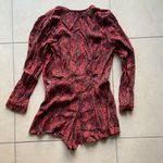 Blue Life Planet Blue Red Snakeskin Wrap Front Deep V Romper Photo 7