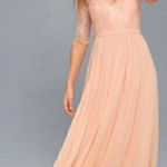 Lulus  In a Fairy Tale Blush Pink Lace Maxi Dress Photo 0