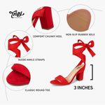 Chunky Elegant Suede Red Women's Heels 7.5 Photo 1