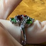 Vermelho Red Garnet Chrome Diopside Sterling Silver Cocktail Ring Size 6 Photo 2