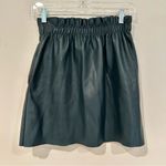 ZARA Paperbag Mini Skirt Women's Size Small Dark Green Faux Leather Stretch NEW Photo 2