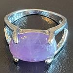 Purple amethyst gemstone S925 silver ring size 7 Photo 0