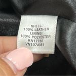 Black L Leather Women's blazer Jacket one button lined front pockets Size L Photo 2