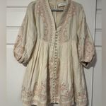 Zimmermann  Estelle Embroidered Long Balloon Sleeve Mini Linen Dress Bohemian Photo 2
