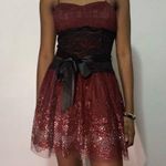 Deb Shops Burgundy A-Line Semi-Formal Mini Dress Photo 1