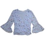 Ganni Serenity Blue Dainty Floral Georgette Wrap Top Blouse US S Photo 1